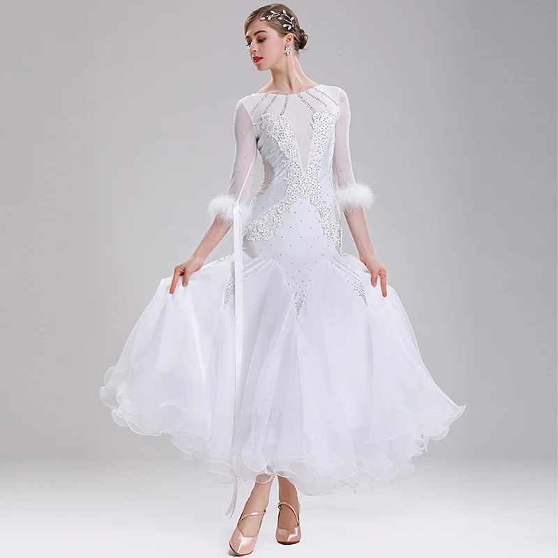 Robe de danse moderne personnalisée, grande jupe pivotante pour spectacle de valse, jupe Standard nationale haut de gamme, vêtements de danse sociale