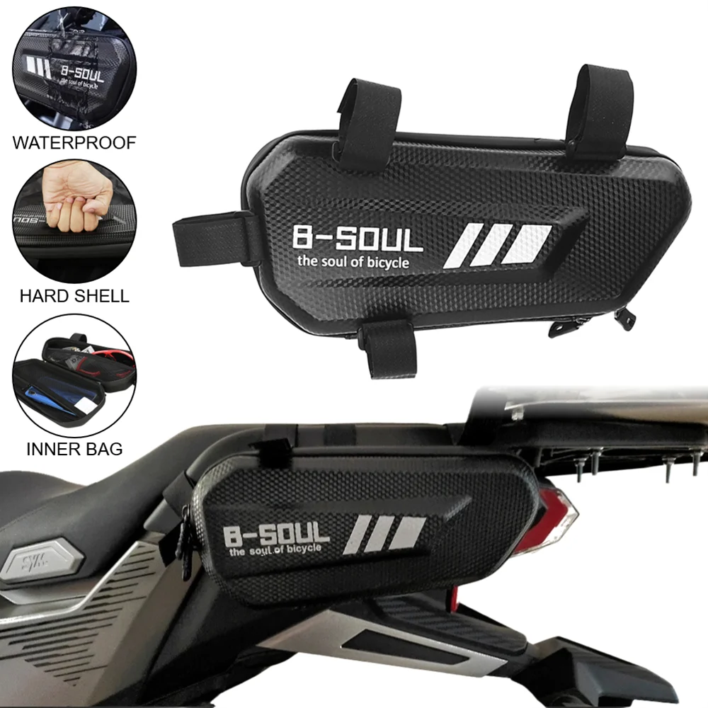 

Сумка для мотоцикла, твердая сумка с треугольной рамой, аксессуары для мотоциклов, боковая сумка - водонепроницаемая сумка для хранения на передней трубке с отделением