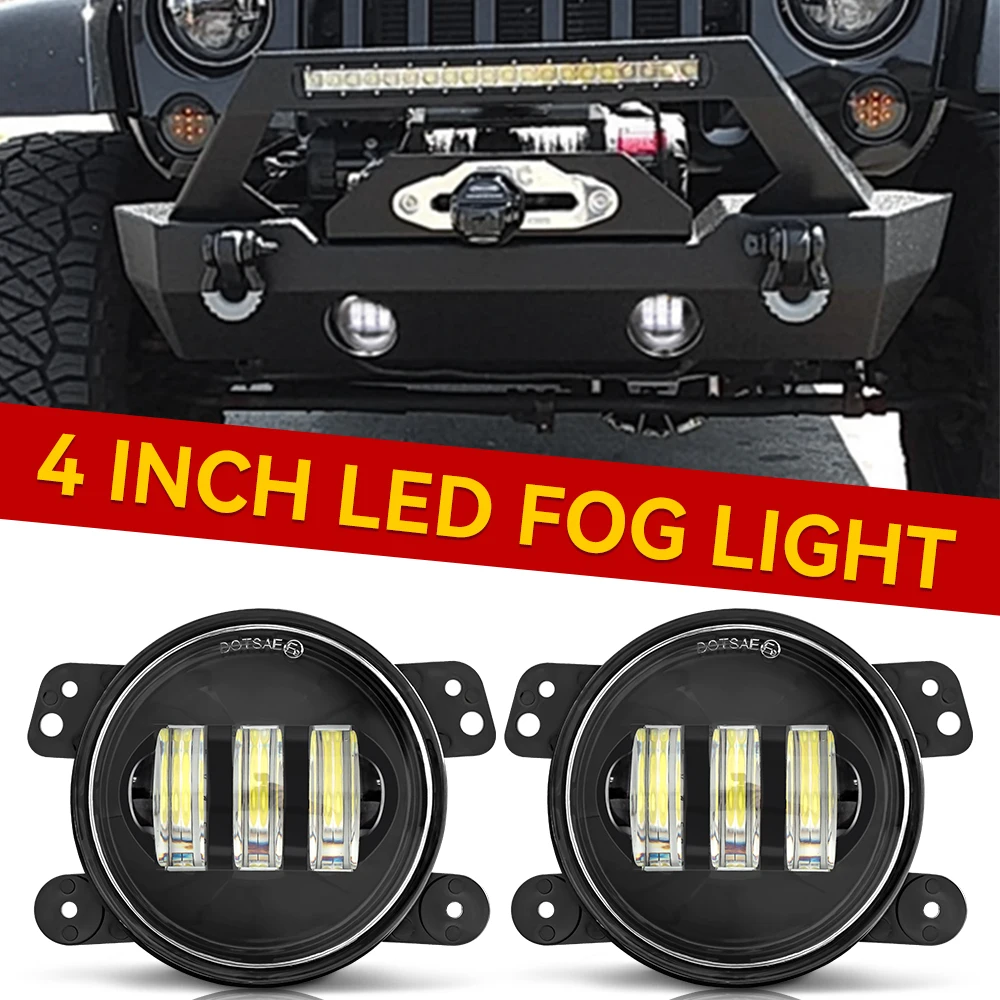 2PCS 4Inch Round Led Fog Lights 30W 6000K Off Road Fog Lamps  For Jeep Wrangler JK TJ LJ Dodge Journey