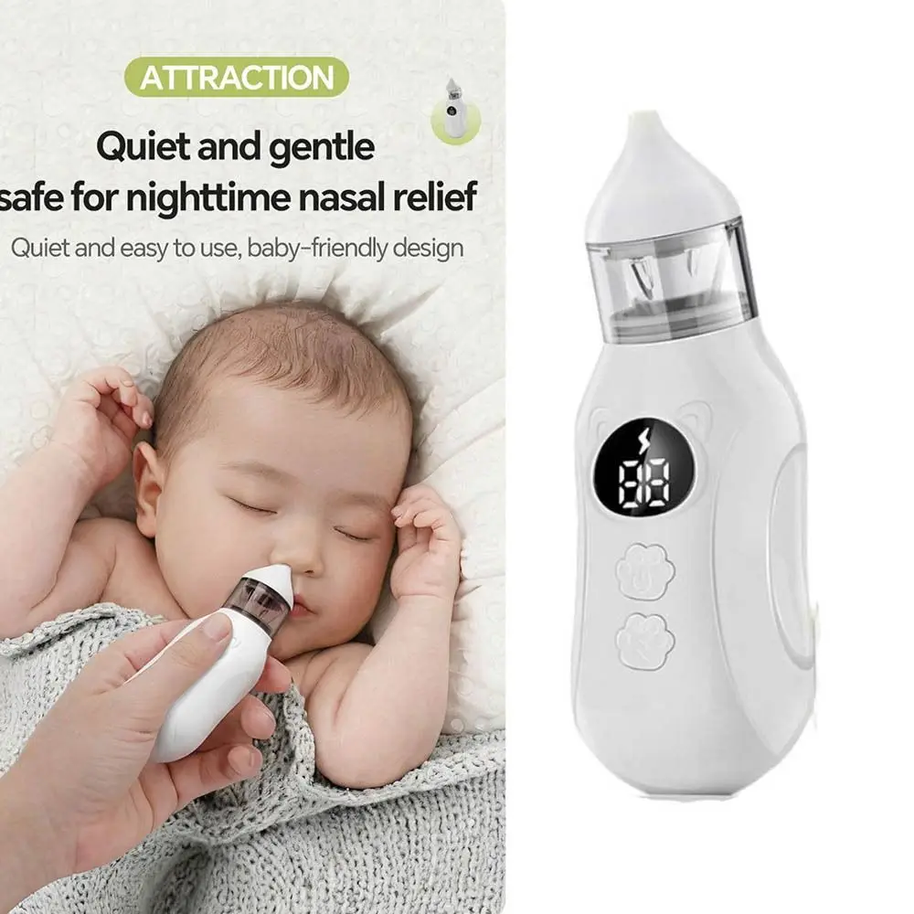 

Rechargeable Baby Electric Nasal Aspirator 2 Silicone Tips Suck Out Newborn Nose Sucker Anti Backflow with 9 Suction Levels