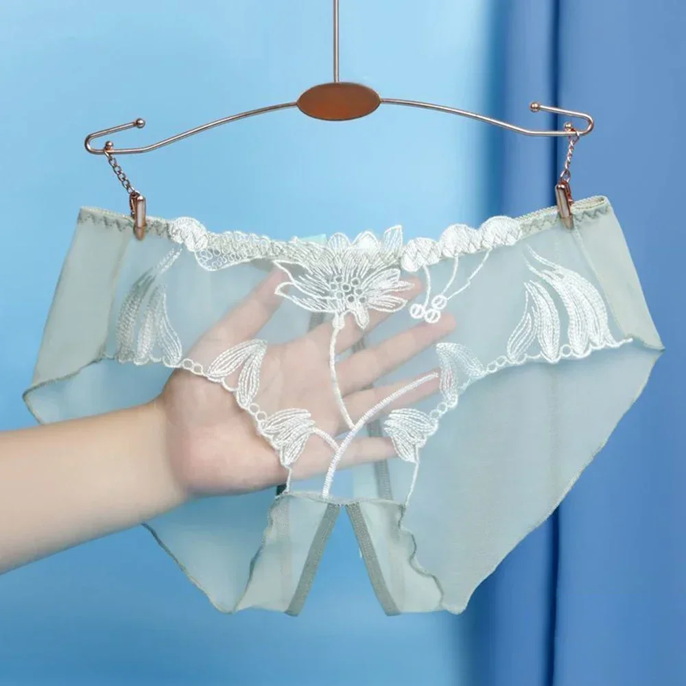 Dámské spodní prádlo Sexy květinové síťované pohodlné kalhotky průhledné rozkrokové bezešvé kalhotky plus velikosti - náhled 2