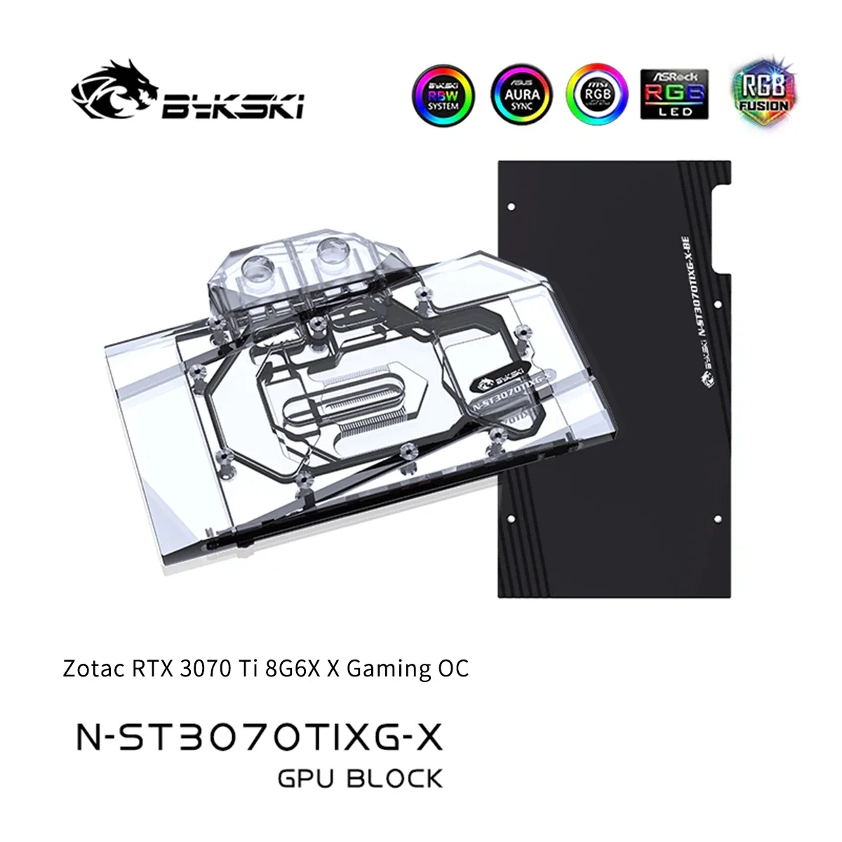 

Bykski Graphics Card GPU Water Cooling Block For ZOTAC 3070 Ti 8G6X X-GAMING OC VGA Liquid Cooler 5V/12V RGB SYNC N-ST3070TIXG-X