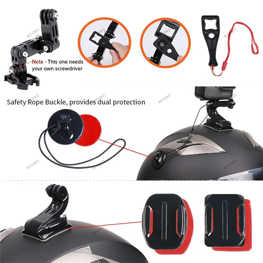 Motorcycle Helmet Kit for GoPro Hero 13 12 11 10 9 Action Camera Helmet Chin Mount For Go Pro Insta360 DJI Osmo Accessories Set