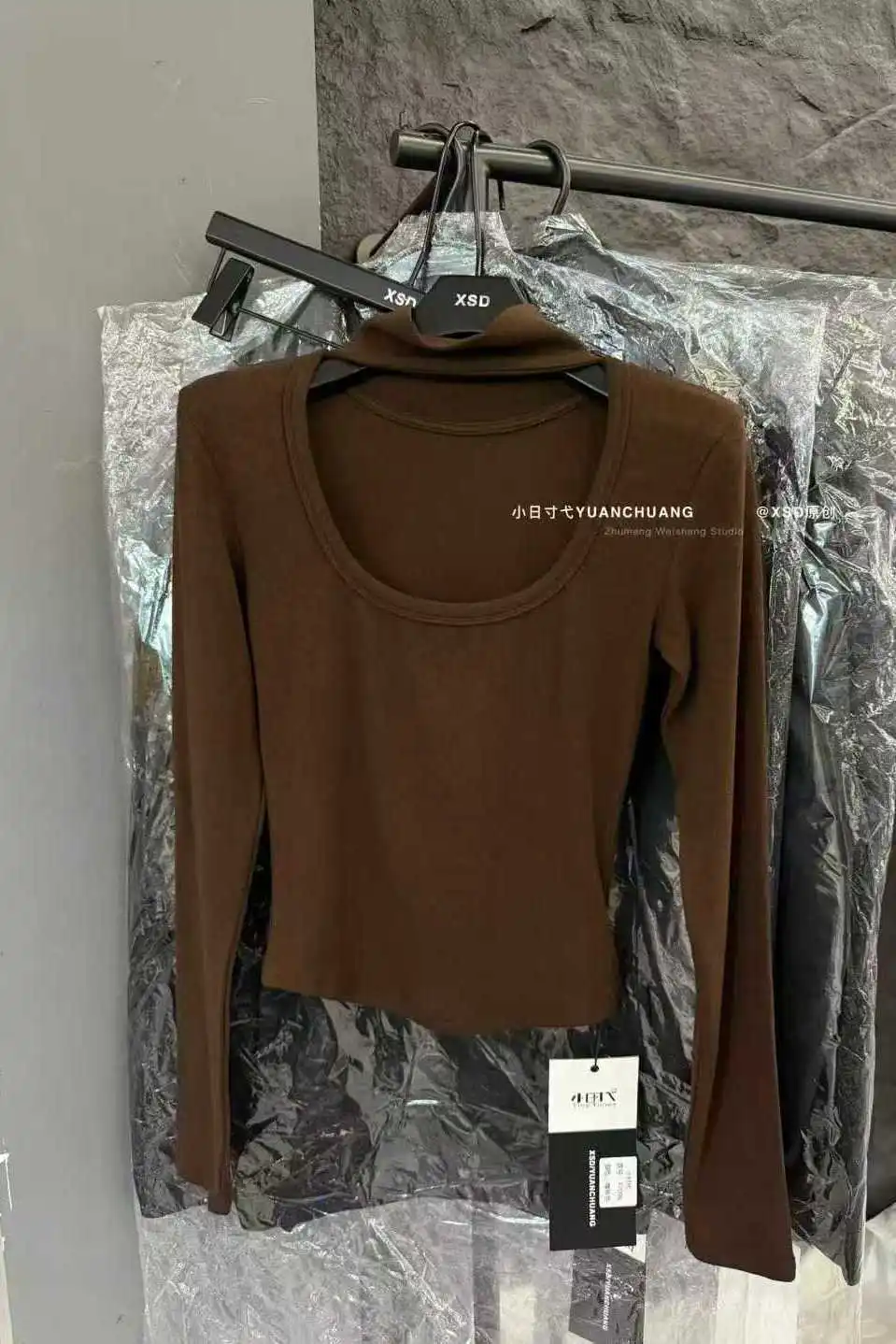 

Wholesale Halter Collar Tight T Shirts Women Top Base Slim Tee Shirts Autumn Winter Solid Cotton Long Sleeve T Shirt