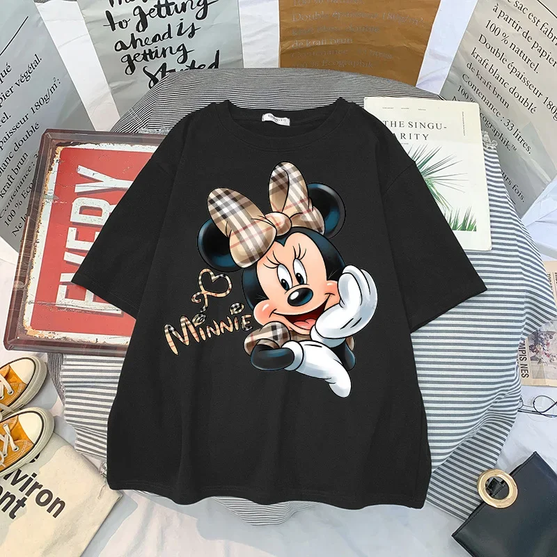 Summer New Streetwear Women Tshirt Ulzzang Harajuku Mickey Minnie Vintage Printed Tshirt Oversized Loose Casual 90s Women