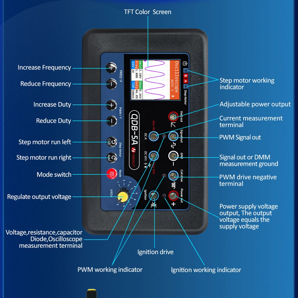 QDB5A راسم الذبذبات السيارة المتعدد 2/3/4-سلك ملف الإشعال تستر لتويوتا فولفو نيسان هوندا الاستشعار الملف اللولبي صمام تستر #3