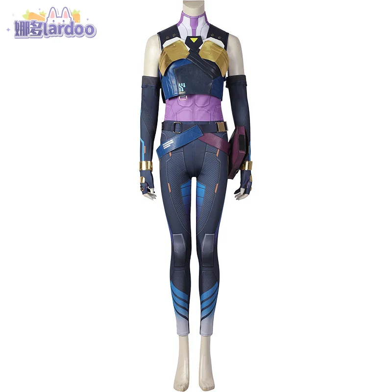 Rolecos neon cosplay game valorant cosplay blue women combat uniform Halloween party outfit full set