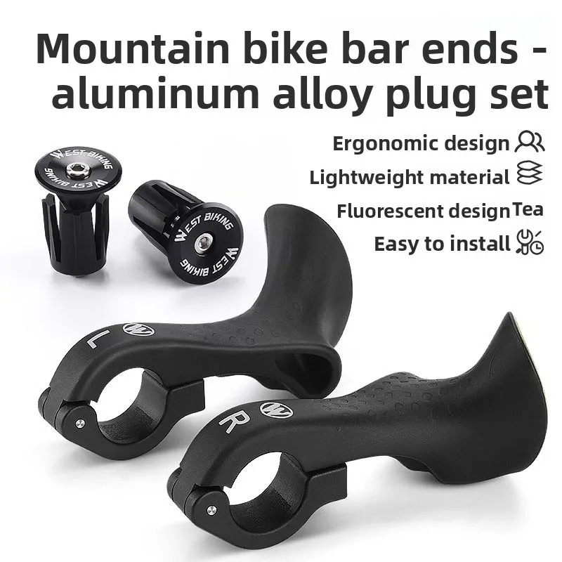 

New Bicycle Bar 1 Pair Ends Lightweight Ergonomic Bike Extension Handlebar MTB Bicycle Handlebar Grips Bike Accessories