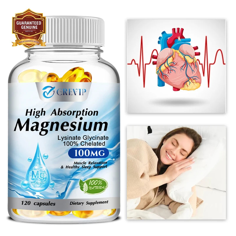 Magnesium Glycinate Lysinate - For Sleep,Helps Maintain A Normal,Regular Heartbeat,Promotes Bone,Heart and Cardiovascular Health