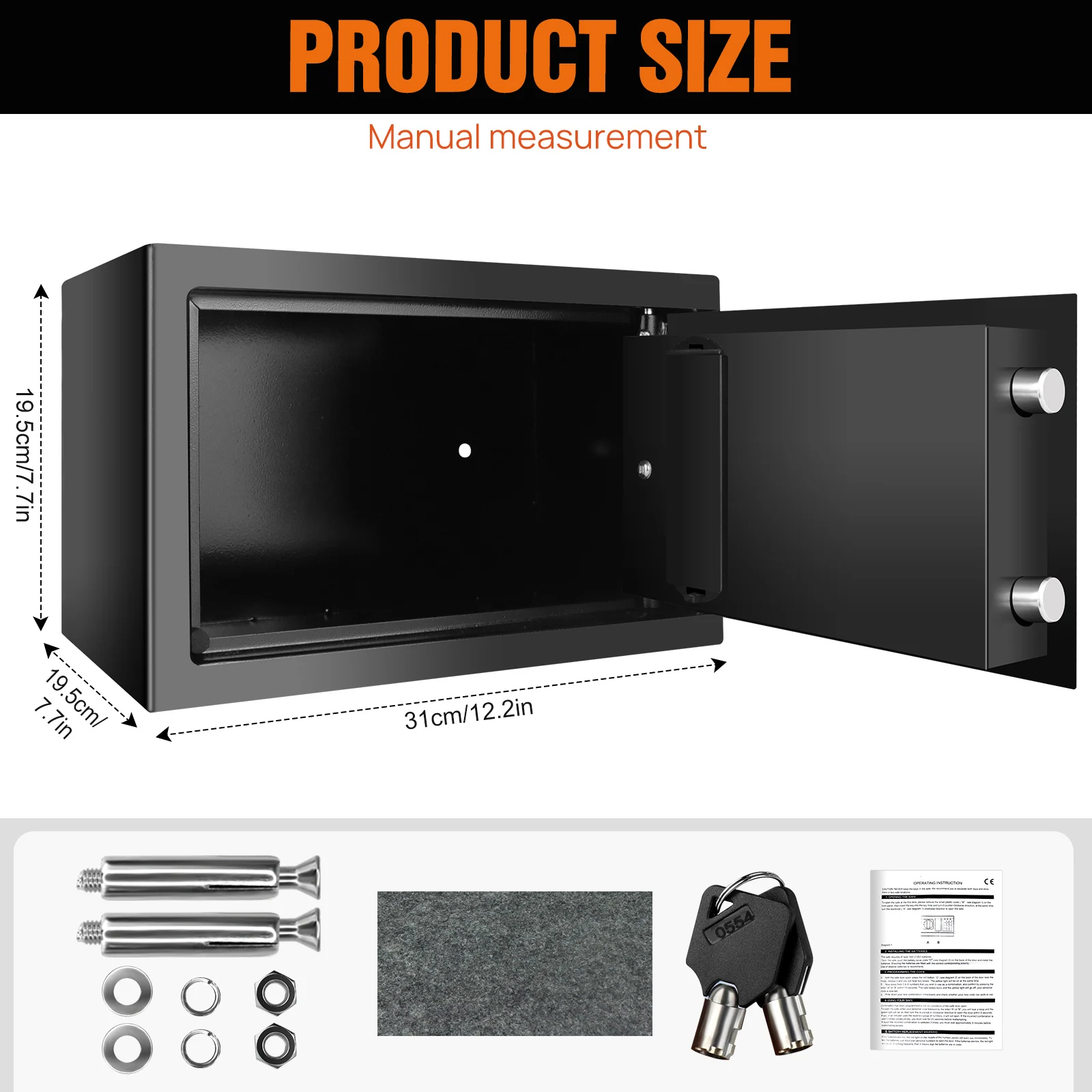 Safe Box Digital Security Steel Case with Electronic Password & Key for Home,Office (4.6/8.5/16L,Black/Grey/White) image 3