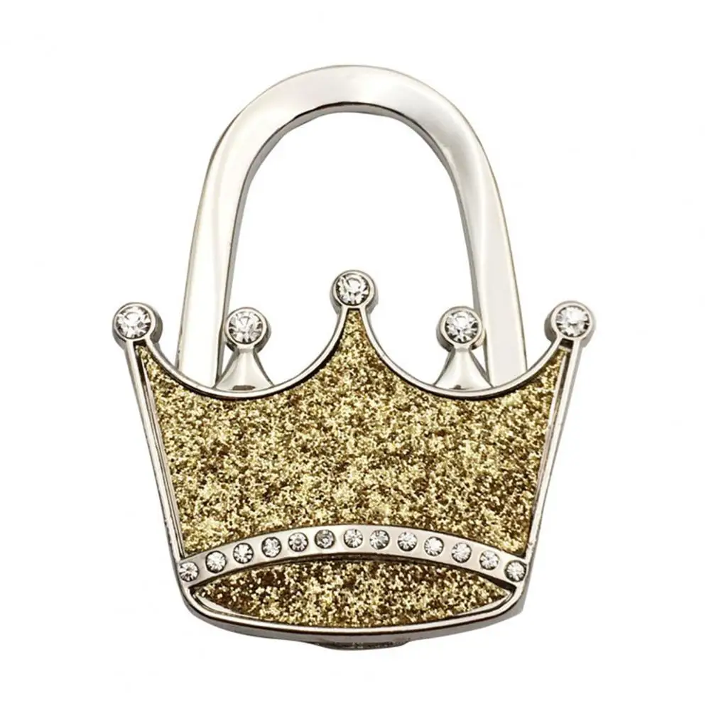 Bag Hook Shiny Folding Rhinestone Crown Star Table Edge Handbag Hanger Shiny Metal Table Side Bag Holder Women\'s Bag Hanger