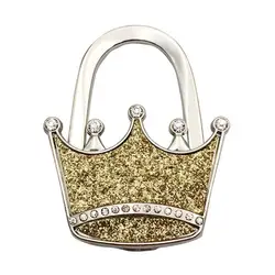 Bag Hook Shiny Folding Rhinestone Crown Star Table Edge Handbag Hanger Shiny Metal Table Side Bag Holder	Women's Bag Hanger