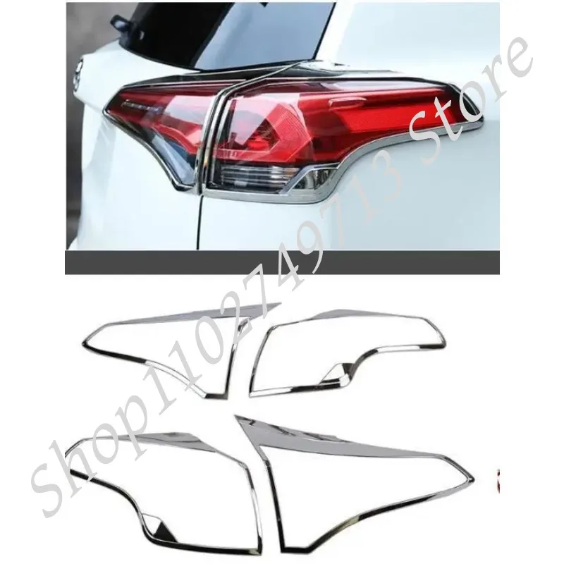 Fit For Toyota RAV4 RAV 4 2016 2017 2018 ABS Chrome Rear Tail Light Lamp Taillight Cover Trim Frame Sticker  Car Accessories