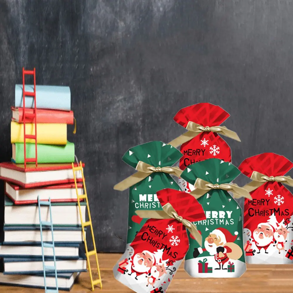 

50pcs Gift Christmas Drawstring C y Bags Festival Packing Pouches Xmas Storage Bags Non Woven Lightweight Capacity