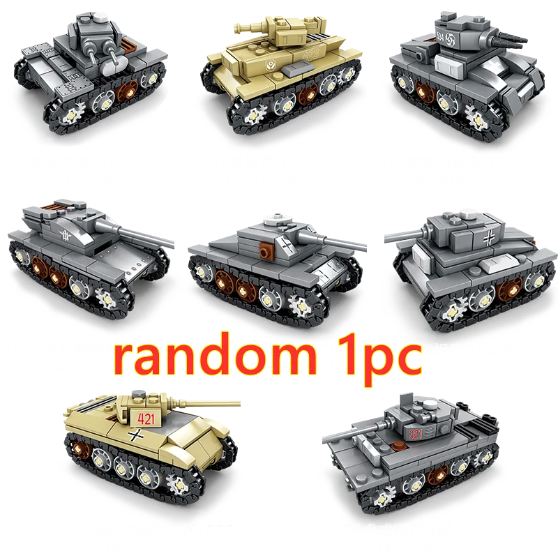 Tanques militares 8 en 1 de la Segunda Guerra Mundial para niños, tanque pesado de KV-VI, buque de guerra Ruso, tanque Tiger, juguetes educativos