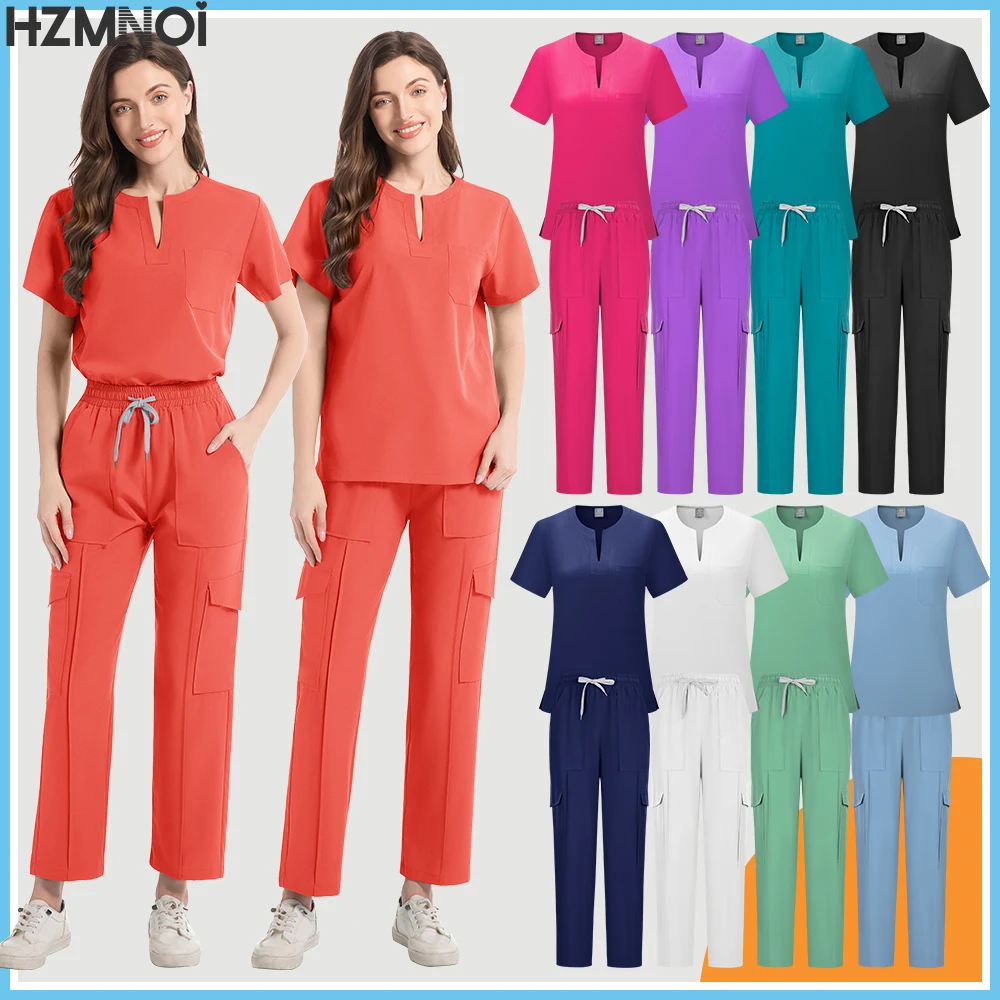Uniforme médical unisexe pour femmes, accessoires d'infirmière, coupe cintrée, confortable, clinique, uniforme de travail pour salle d'opération, costume de jogging