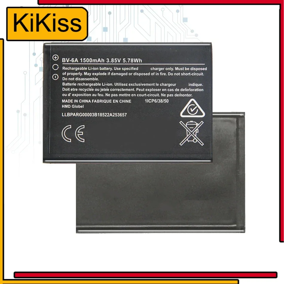 High Quality 1500mAh 3.85V BV-6A BV 6A BV6A Rechargeable Battery for Nokia Banana 2060 3060 5250 C5-03 8110 4G Phone Batteries