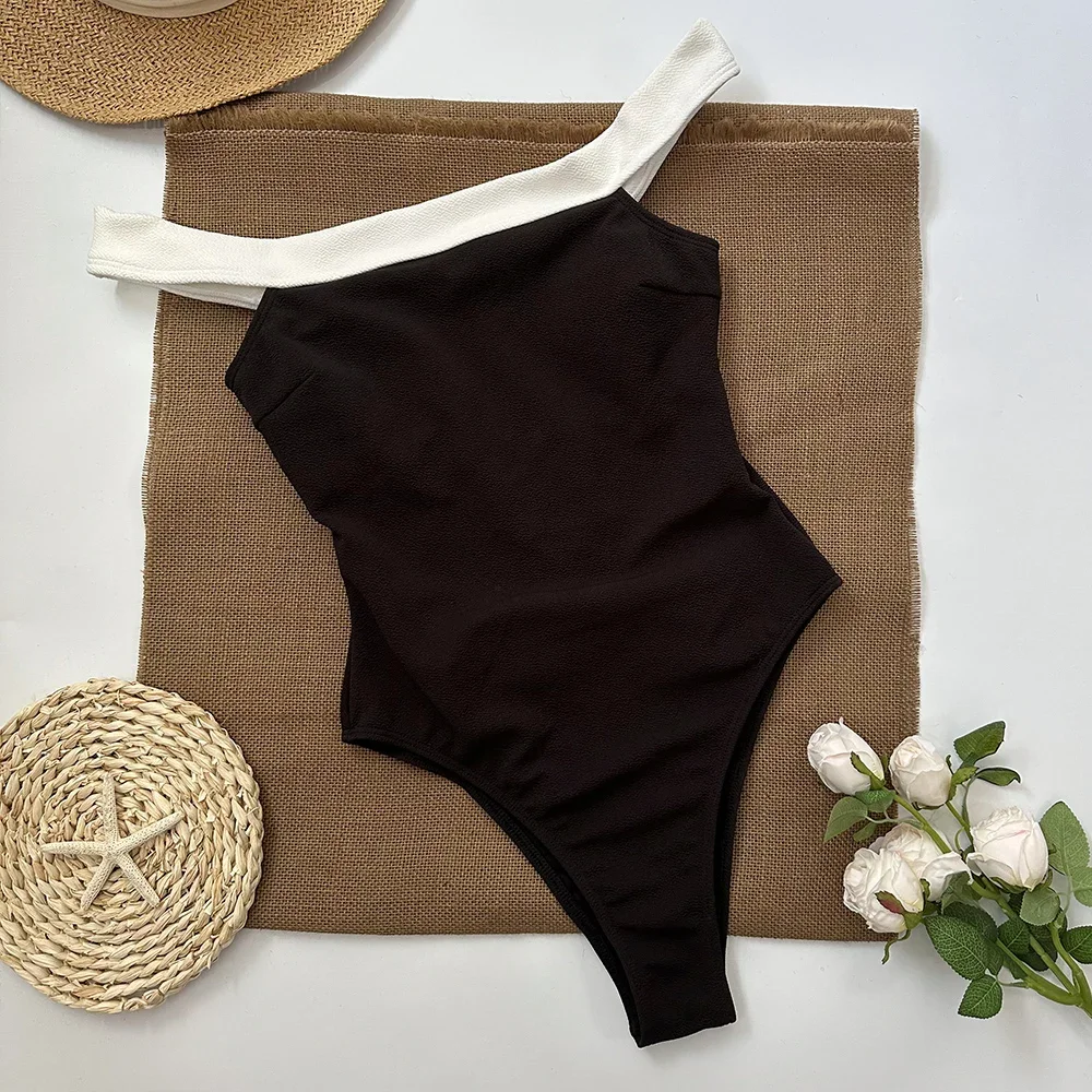 Sexy Off Shoulder One Piece Swimsuit 2024 New Swimwear Women Swimsuit Bathing Suit Beachwear Monokini Female Swimming Suits
