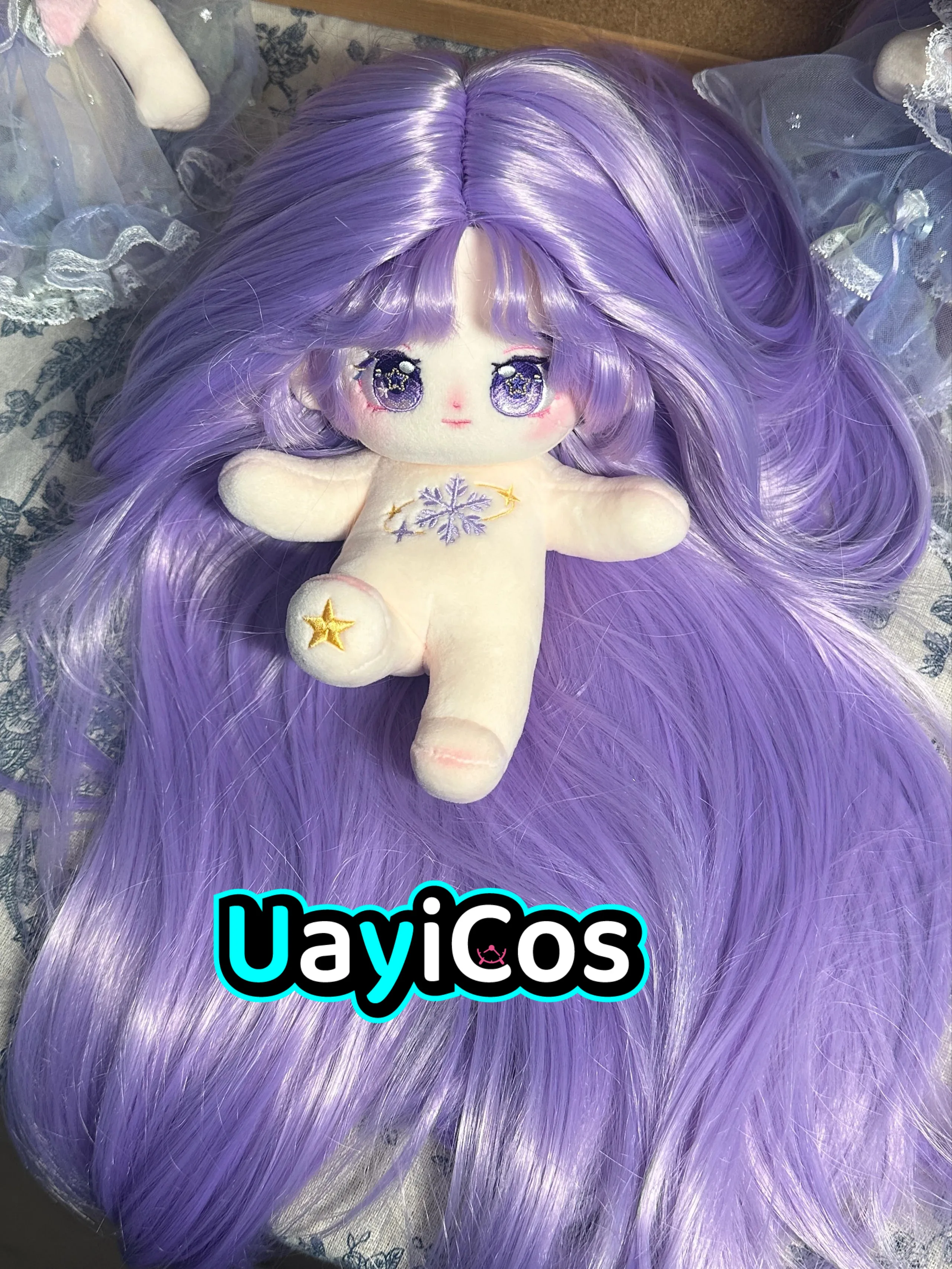 

Anime Lavender Angel Princess xing Purple Long Wig Hair Eye Monster Stuffed 20cm Plushies Plush Cotton Doll Body Toy Kids Gifts