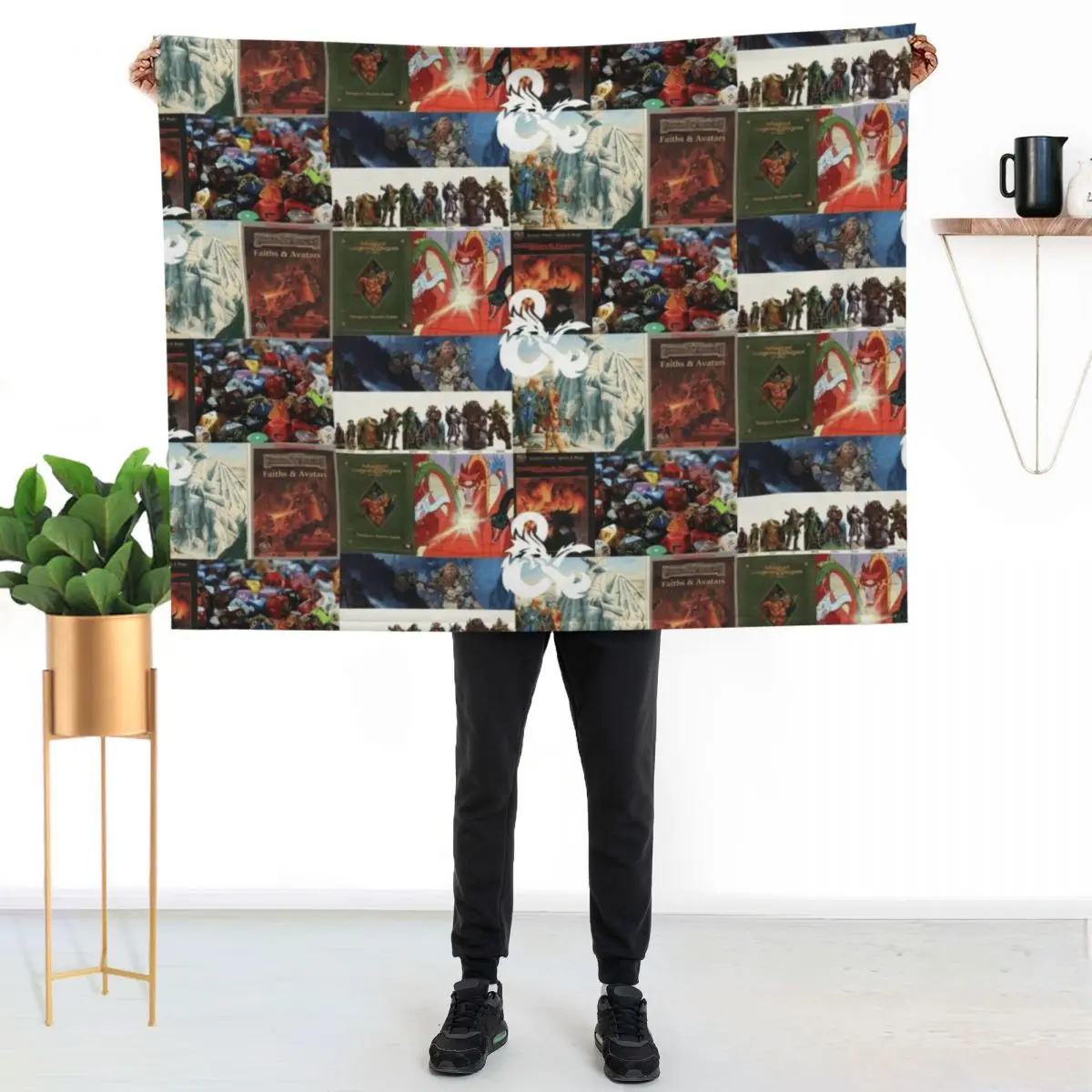 D&D Collage Throw Blanket Picnic Vintage Blankets For Sofas Fashion Sofas Bed Fashionable funny gift Blankets