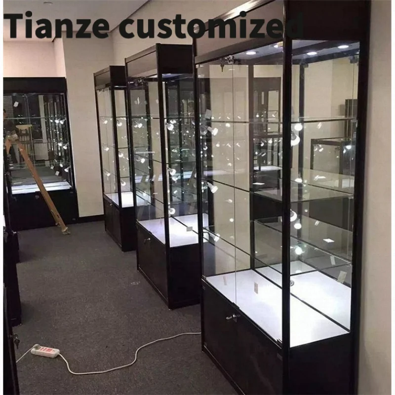 Customized-Standard and customized aluminium with led light glass display showcase