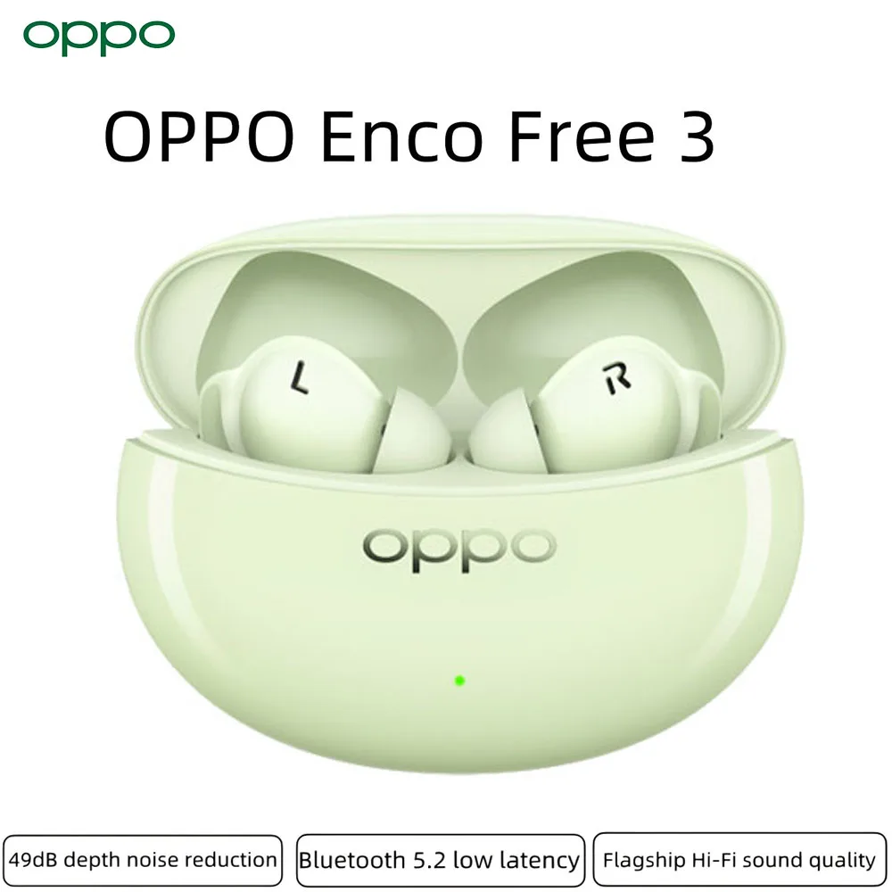 

Original OPPO Enco Free 3 Earphone 49dB DNN Active Noise Cancellation Bluetooth 5.3 LDAC Hi-Res HIFI OPPO ALive Audio headset