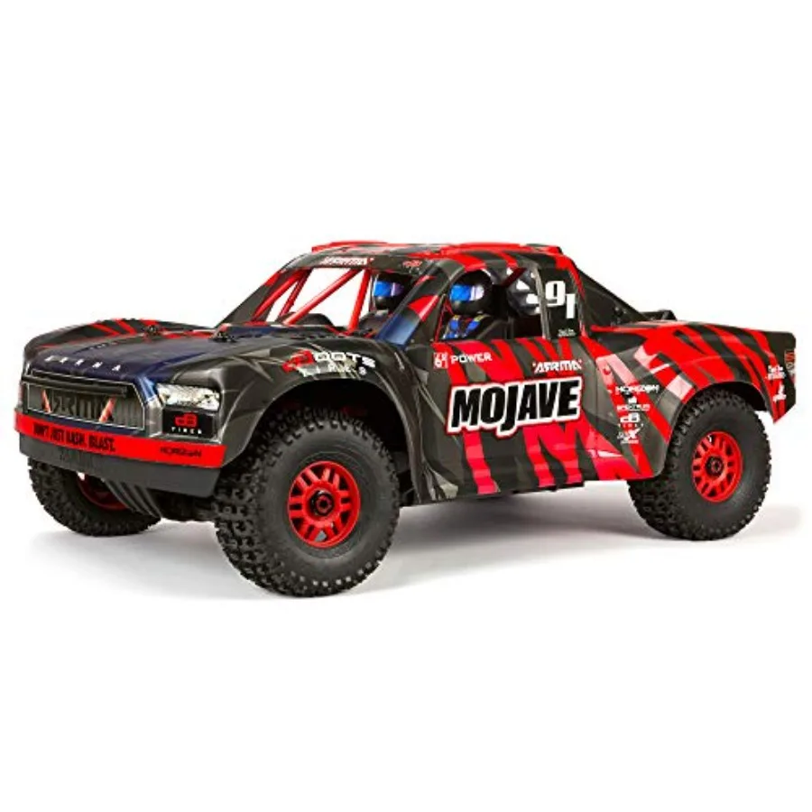 

RC Truck 1/7 Mojave 6S V2 4WD BLX Desert Truck with Spektrum Firma Ready-to-Run Red Black ARA7604V2T2