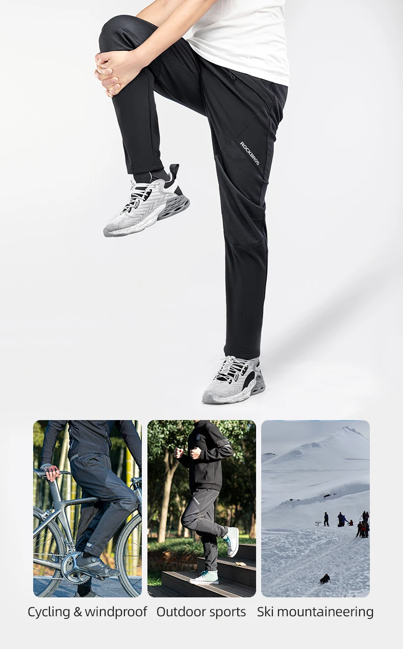 ROCKBROS Fahrrad Hosen Winter Fahrrad Lange Hosen Thermische Fleece Reflektierende Radfahren Hosen Warme Winddicht Männer Sport Hose EUR Größe – Detail 11