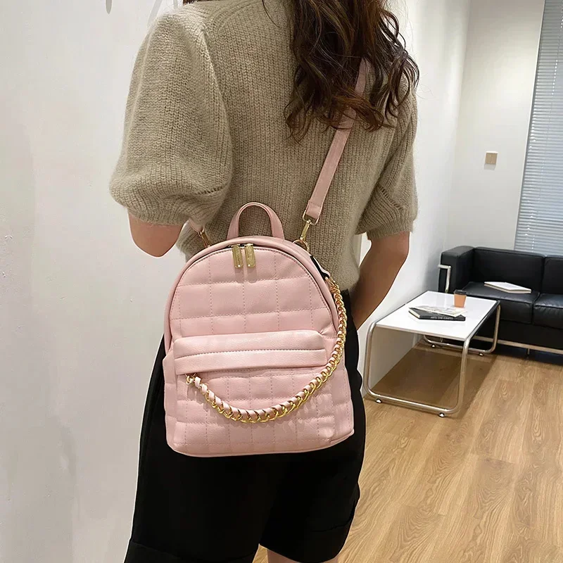 Moda donna in pelle di lusso zaino catena ragazze adolescenti borsa a tracolla nuovi zaini firmati zaino piccole borse zainetto femminile