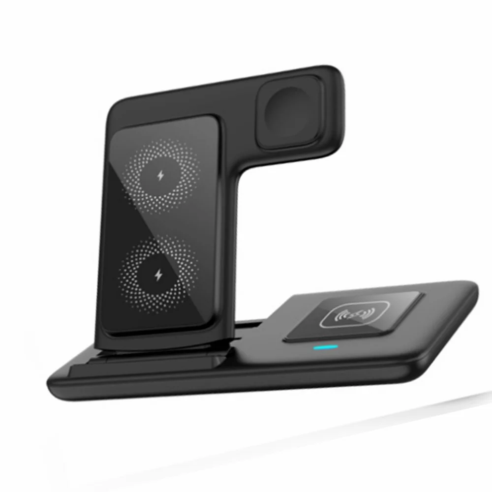 

QI Electricity Stand Mobile Phone Watch Earphone Wireless Charger 3-in-1 Foldable Wireless Charger