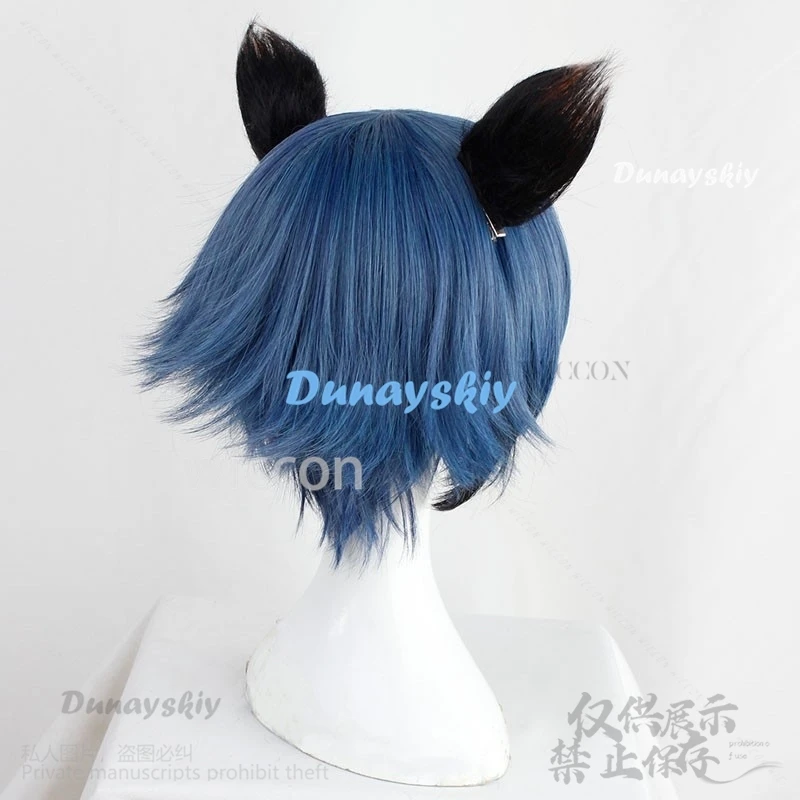 Anime Movie Kagemori Michiru Cosplay BNA Furry Wig Earwear Blue Short Hair Synthetic BRAND NEW ANIMAL Halloween Xmas Role Play