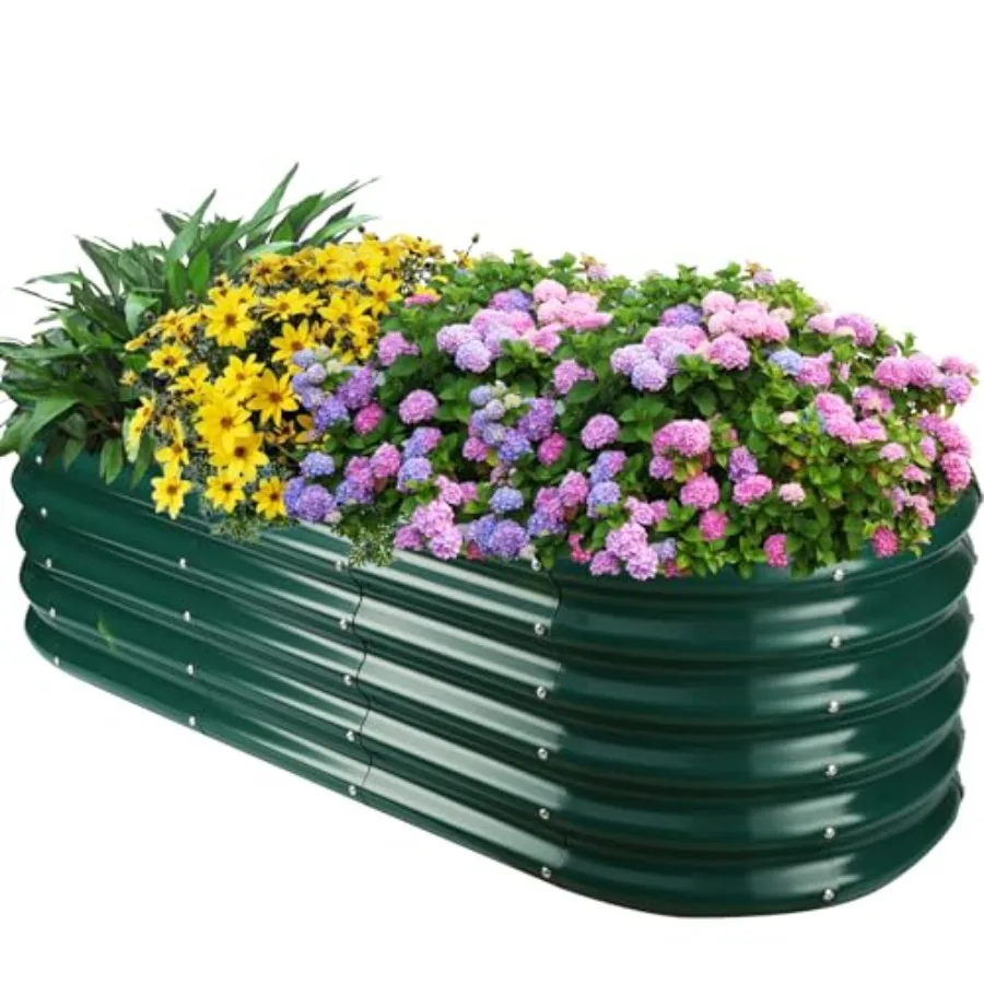 

Высокая овальная металлическая грядка для сада 5x2 фута, темно-зеленая, для цветов, трав и овощей, толщина 0.8 мм, 60x24x16 см