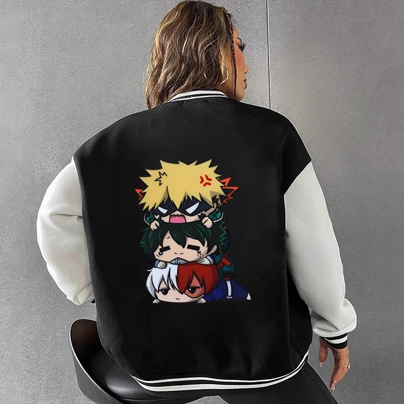 New Deku Bakugou Katsuki Todoroki Shoto Print Sweatshirts Women Men Casual Baseball Jacket Harajuku Jersey Coat