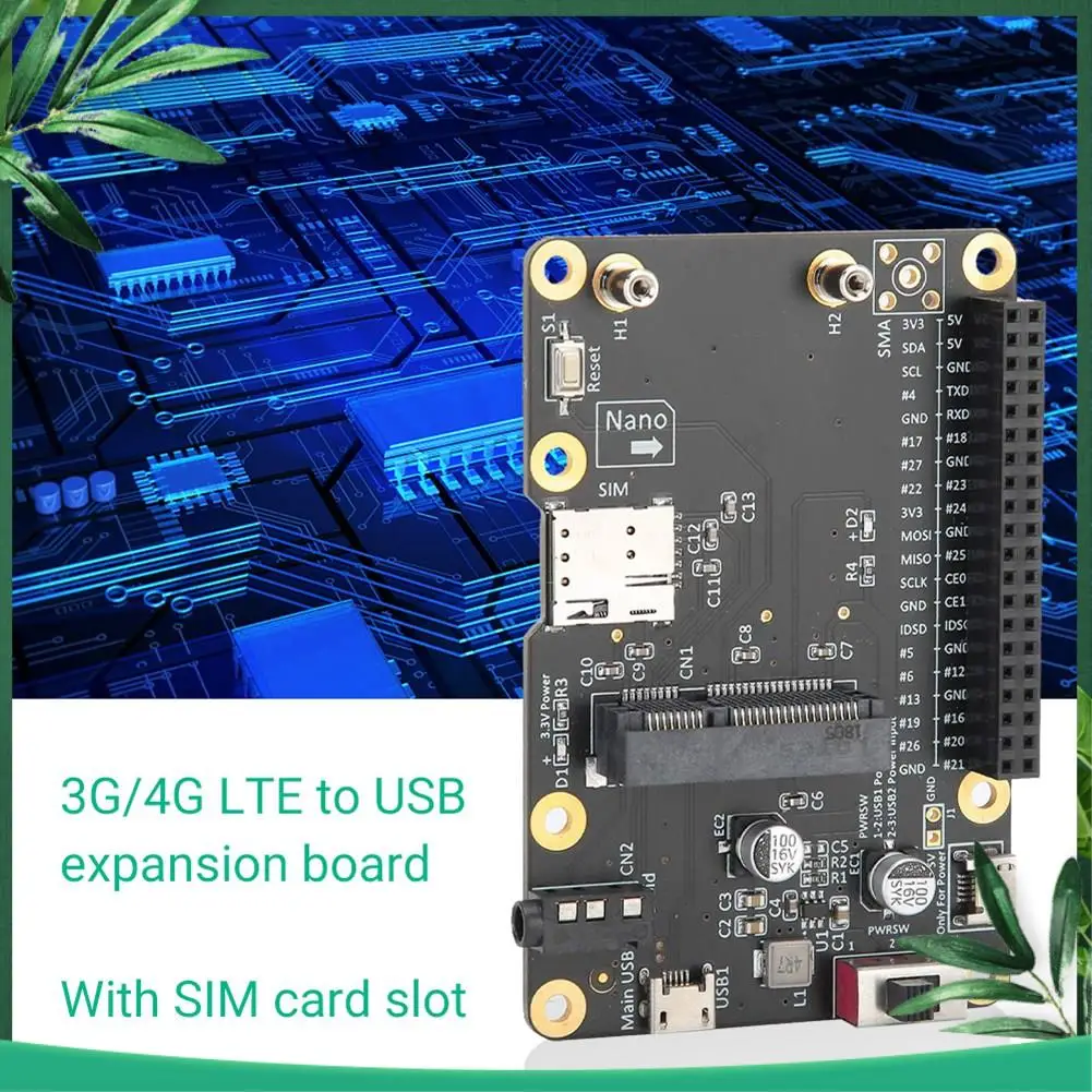 

(NEW) Mini 3G/4G/LTE Module HAT Portable USB Expansion Board With SIM Card Slot Vertical Adapter Card For Raspberry Pi
