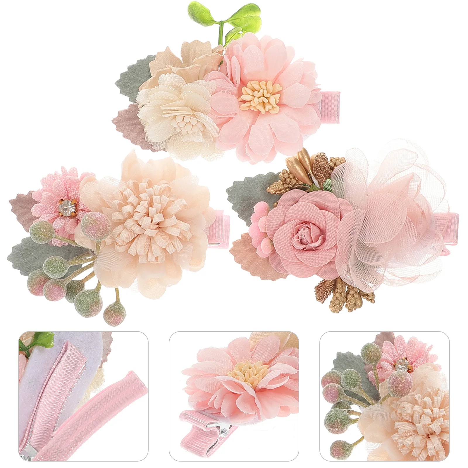 

3 шт., заколки для волос из искусственного жемчуга с цветочным принтом, маленькие заколки, аксессуары для волос, идеально подходящие для фотографии и повседневного использования