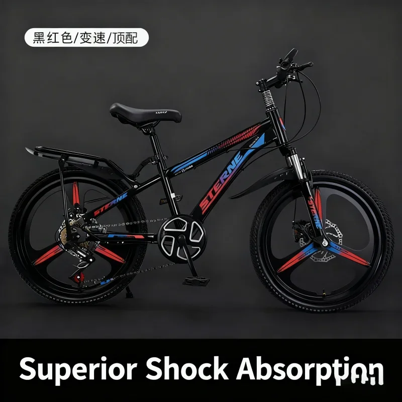 

Children's Bicycle Black And Red Integrated Wheel with Variable Speed System Shock Absorption Disc Brake for Boys And Girls