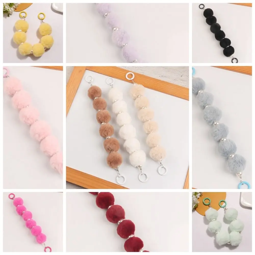 Anti Lose Sling Plush Hairball Mobile Phone Chain Colorful Candy Color Hairball Phone Chain Winte Fashion