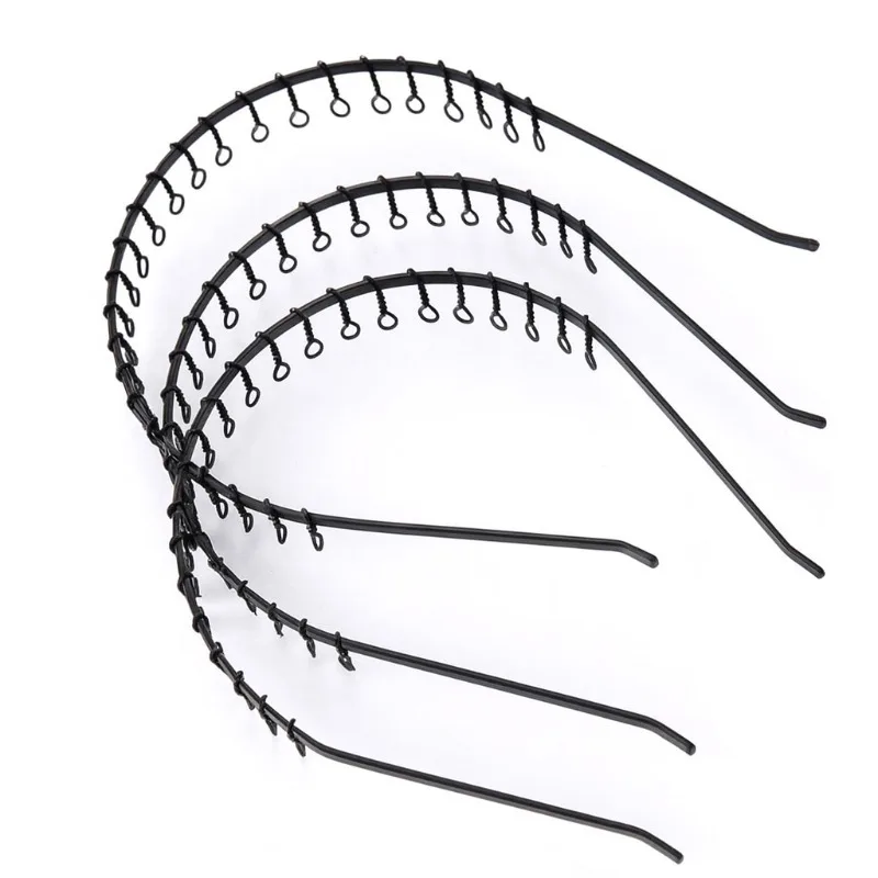 

Men's Headband 3pcs Headband Elastic Wave Spring Scrunchie Multi Style Black Non-Slip Metal Scrunchie