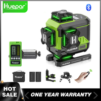 Huepar 4D 16-Line Green Beam Laser Level with Remote Control, LCD Display,Self-Leveling Cross Line Receiver Kit for Construction