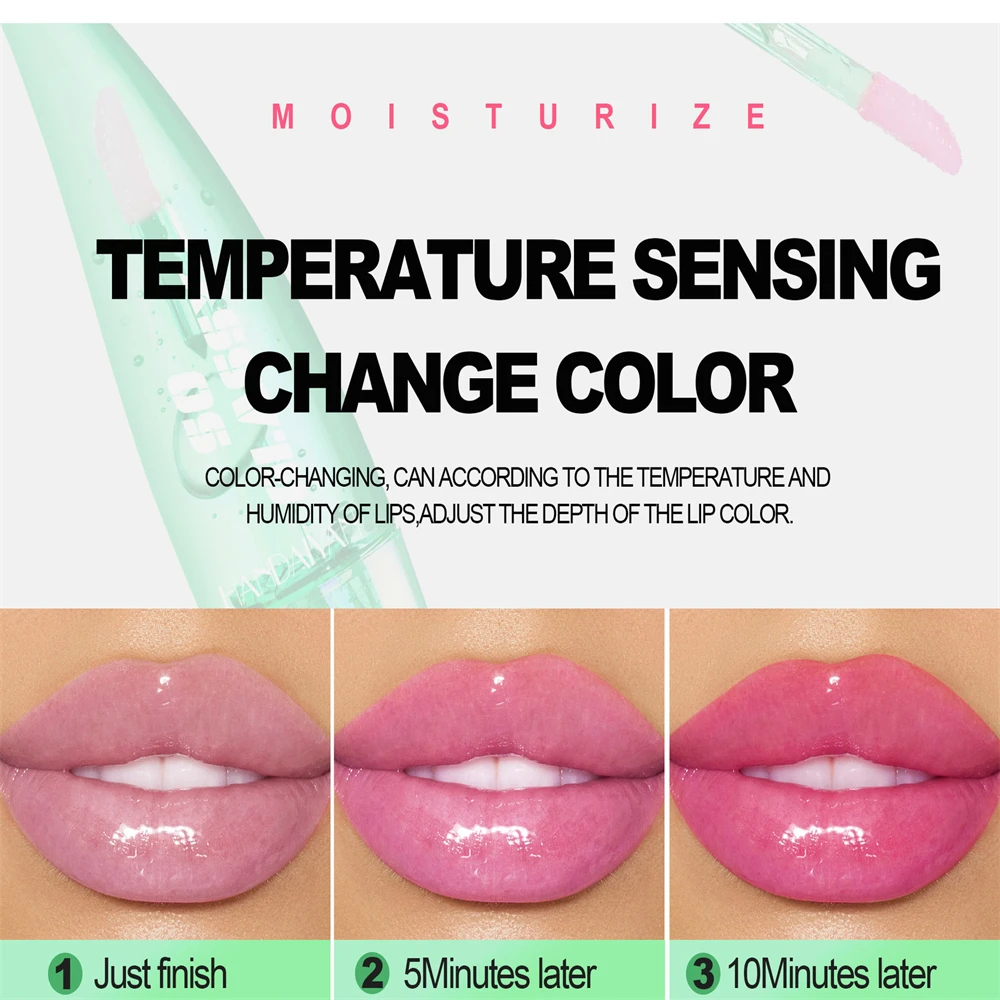 HANDAIYAN Aloe Vera Lip Oil Temperature Sensitive Color Changing Lip Glaze Moisturizing And Long Lasting Lip Color Cosmetics