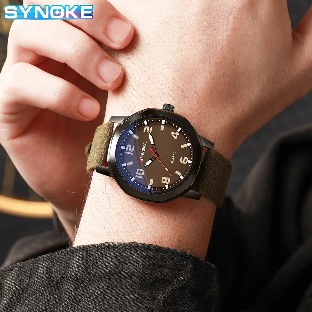 SYNOKE New Men Quartz Watch Fashion Simple Business Belt Retro Watch For Men Watch Student Wristwatch Sports Non Mechanical