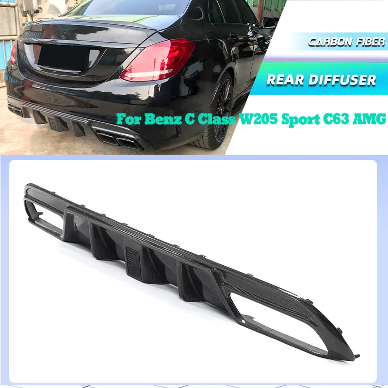 

Carbon Fiber Car Rear Bumper Diffuser Lip Spoiler for Mercedes Benz C Class W205 Sport C43 C63 AMG 2015-2020 Rear Lip With Light