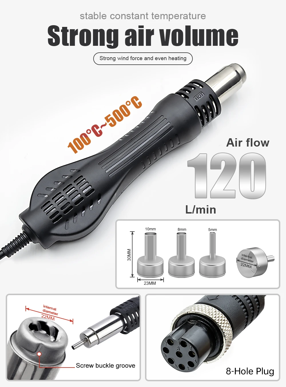 JCD 750W 8586 2 In 1 Digital ESD Hot Air Gun Soldering Station Welding Solder Iron For IC SMD Desoldering Rework Tools 220V/110V