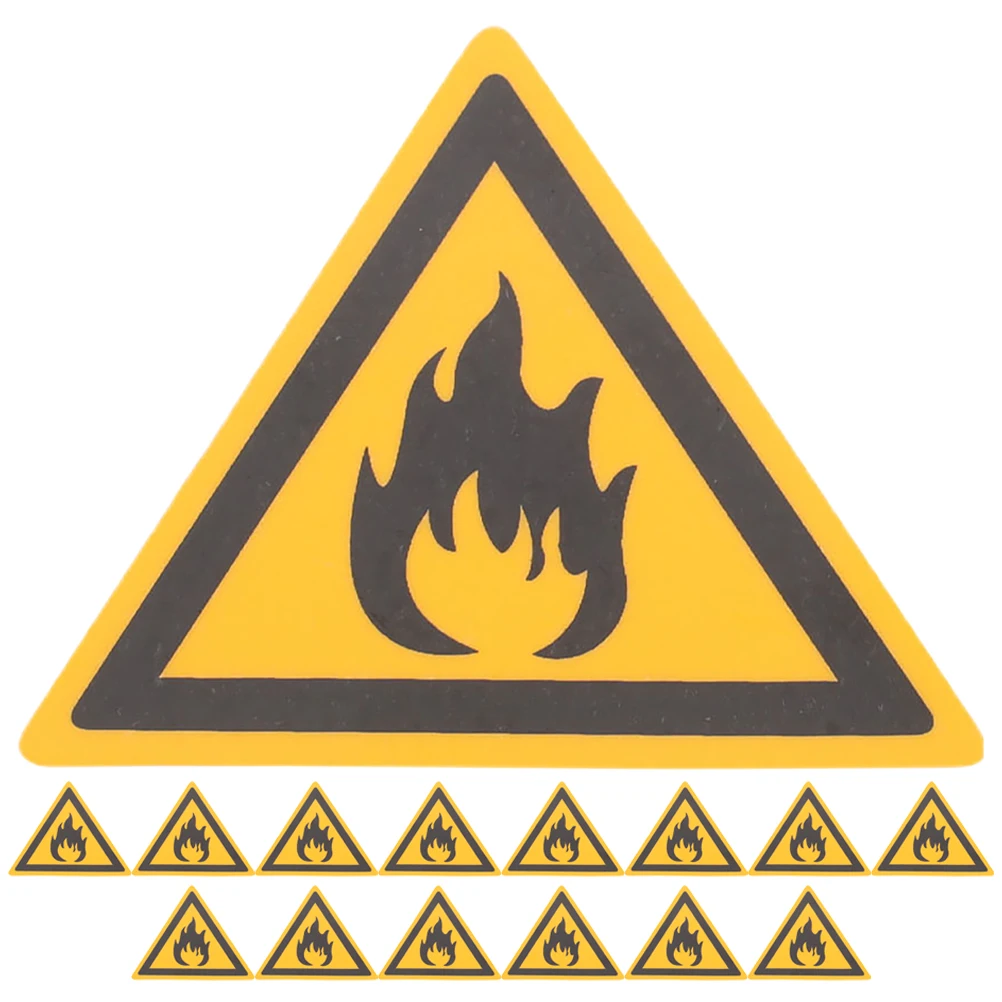 15pcs Sticker Labels Tag Warning Signs Fire Signs Caution Sign Various Settings Promote Fire Safety