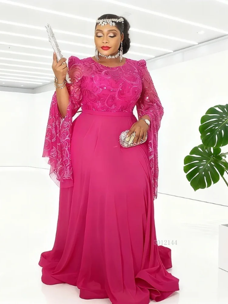 

Африканские свадебные платья больших размеров для женщин, Дашики, вечернее платье с длинными рукавами и блестками, элегантное мусульманское платье макси в Турции