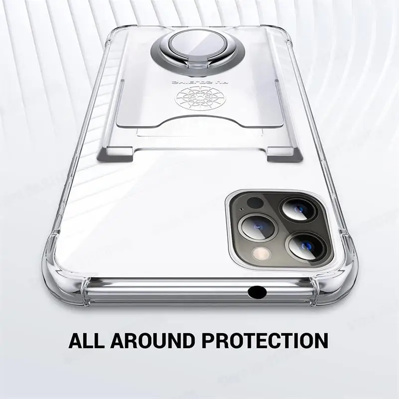 Wallet Card Slot Transparent Case For POCO F5 Pro Ring Stand Holder Soft Silicone Back Cover For Xiaomi POCO X5 X4 X3 GT M3