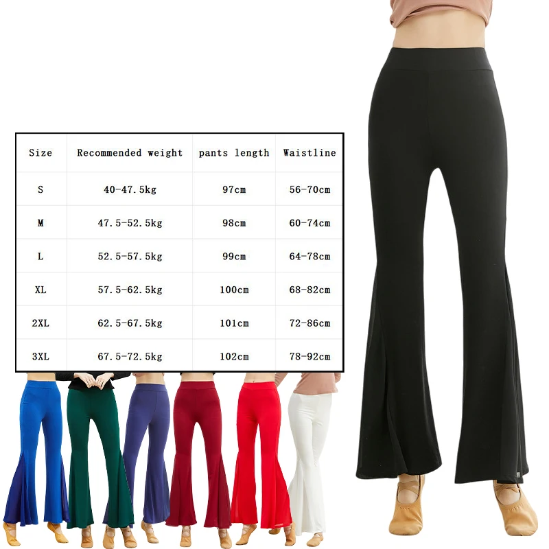 Frühling Herbst Frauen Latin Dance Hosen Bauchtanz Erwachsene Breite Bein Ausgestelltes Hosen Klassischen Tanz Praxis Leistung Kostüm