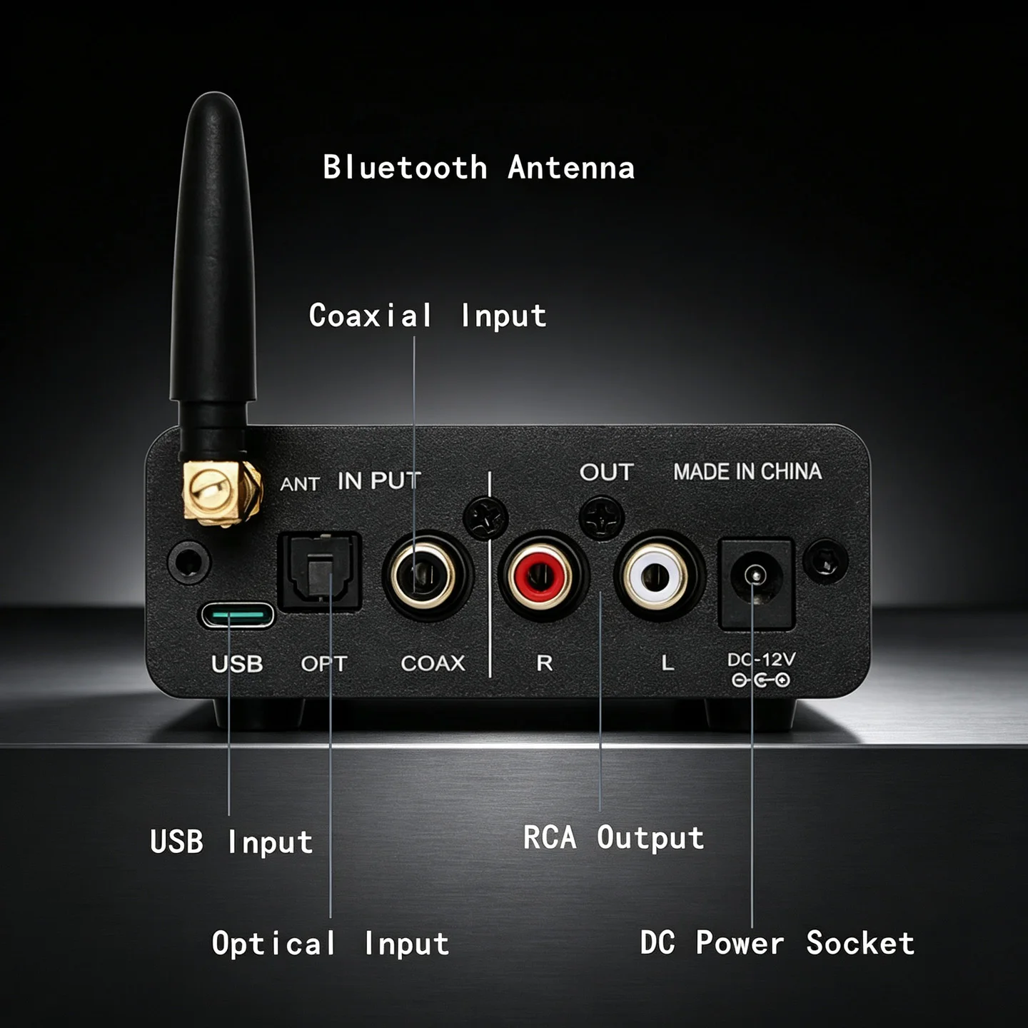 YJCO DAC Kopfhörerverstärker HIFI QCC3084 Bluetooth 5.4 ES9039 Koaxial-Faser-USB-Eingang 24bit 96K DC12V Kopfhörerverstärker – Detail 3