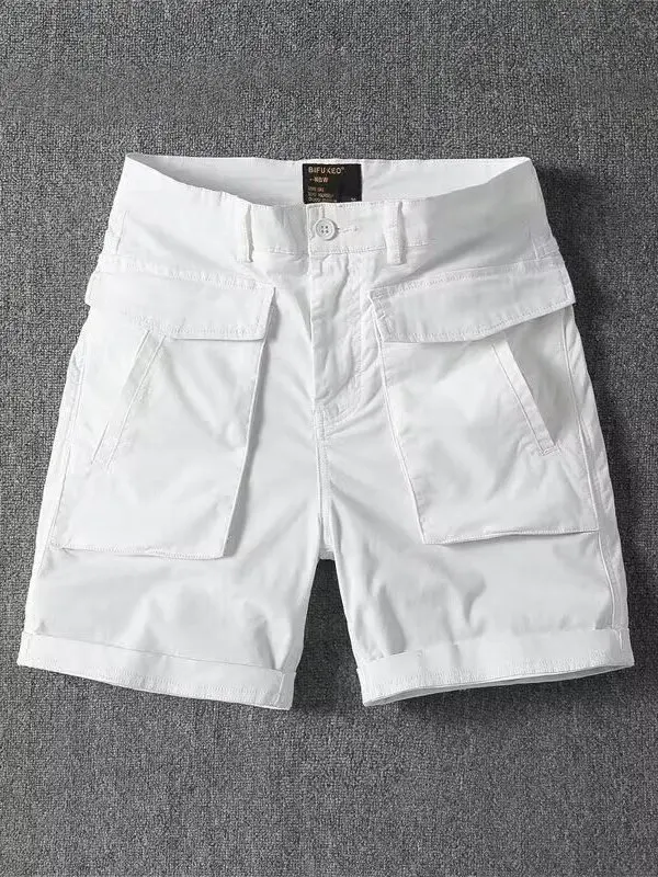 

Новые мужские повседневные шорты 2026 года с множеством карманов, прямым кроем, свободной посадкой, летние, рабочие, белые, длиной до колена, модные, трендовые