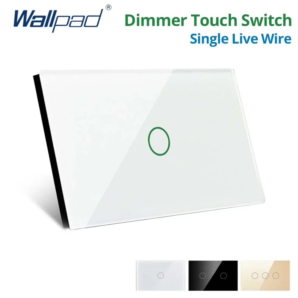 Wallpad US 1/2/3 Gang Dimmer Touch Switch White Black Gold Glass Panel Wall Light Sensor Button With RF Control 433.92Mhz